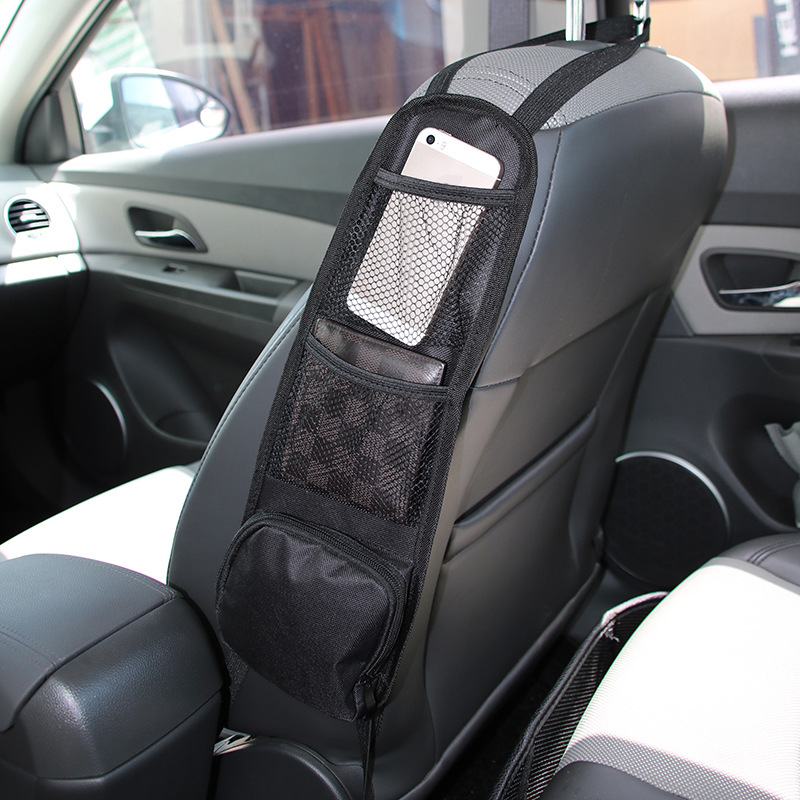 Car Seat Side Organizer Auto Seat Storage Hanging Bag, Phones, Drink, Stuff Holder with Mesh, Pocket for Cars, SUV, Truck