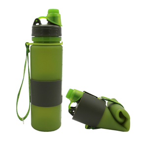 Collapsible Silicone Water Bottle Leak Proof Twist Cap BPA Free 22 oz