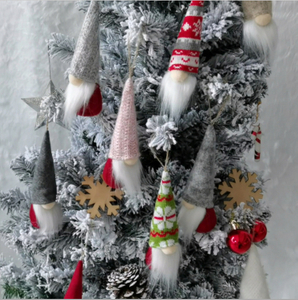 Christmas Tree Hanging Gnomes Ornaments Set of 5 Handmade Plush Gnomes Santa Elf Hanging Home Decorations Holiday Decor