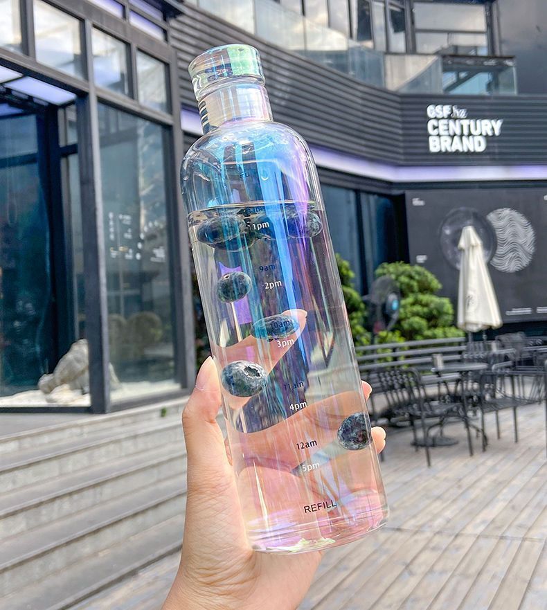Glass Water Bottle with Shoulder Holder Strap Beverage Straps