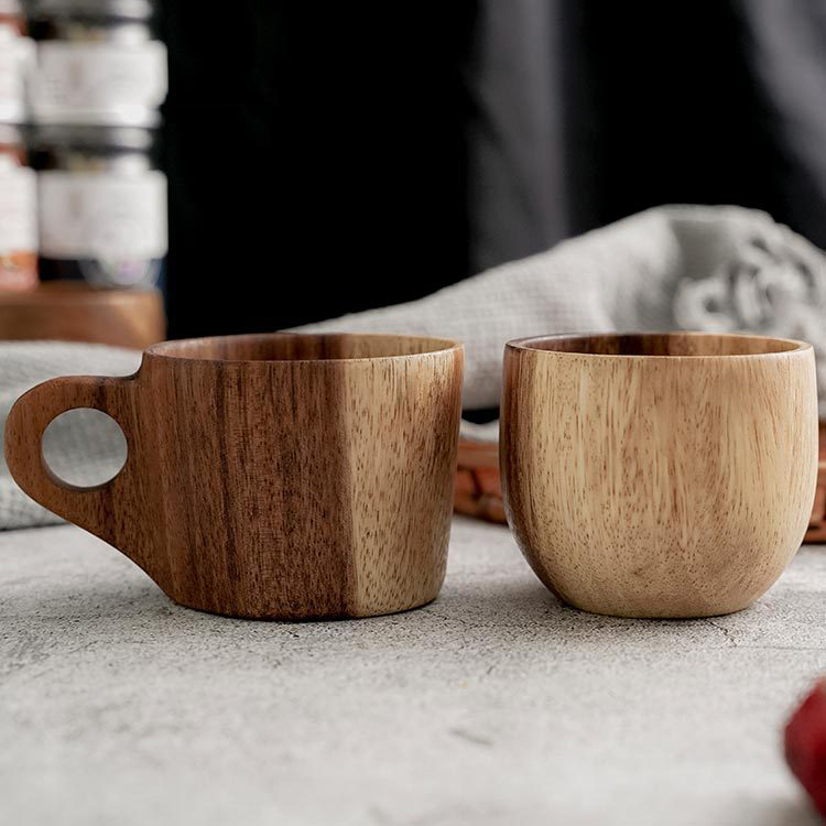 8.45 oz Wooden Cup Camping Cup Nordic Style Handmade Natural, Portable Wood Mug Drinking Cup for Coffee, Tea, and Milk