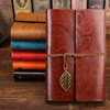 Retro Leaves Pendants PU Leather Cover Loose Leaf Blank Writing Journal Notebook Diary