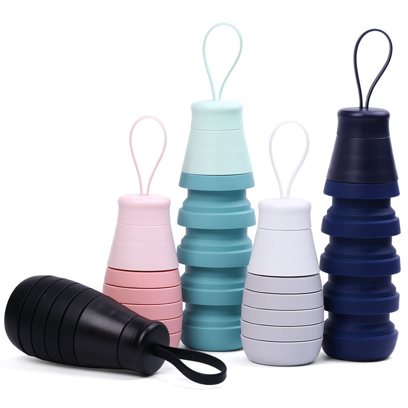 Collapsible Reusable Silicone Foldable Water Bottles Portable Leak Proof Sports Water Bottle