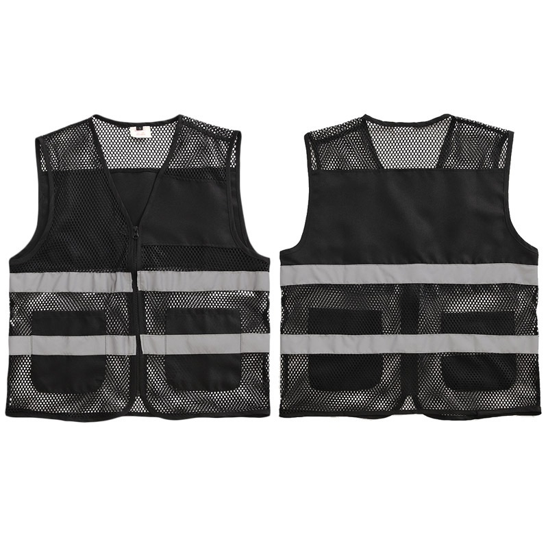 Unisex Volunteer Vest Safety Reflective Running Cycling Mesh Enhanced Visibility Multi-Pocket Vest