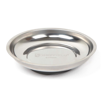 Round Magnetic Tool Tray Parts Holder 6 Inch Stainless Steel Construction with Soft Rubber Base
